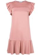 Red Valentino Ruffled Sleeves Mini Dress, Women's, Size: Small, Pink/purple, Polyamide/viscose/spandex/elastane