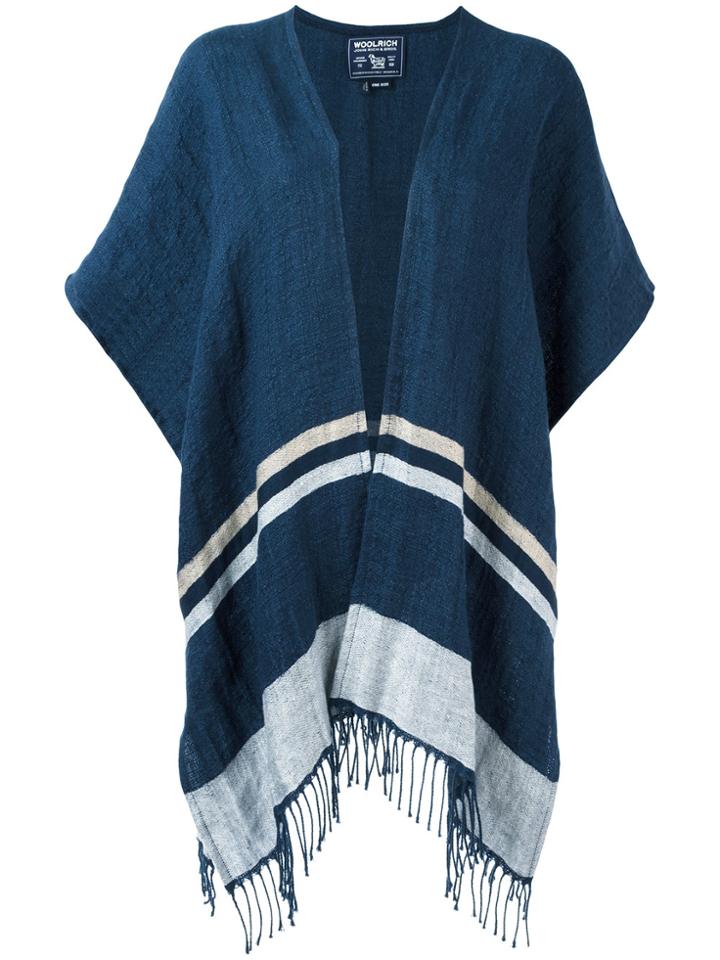 Woolrich Fringed Poncho - Blue