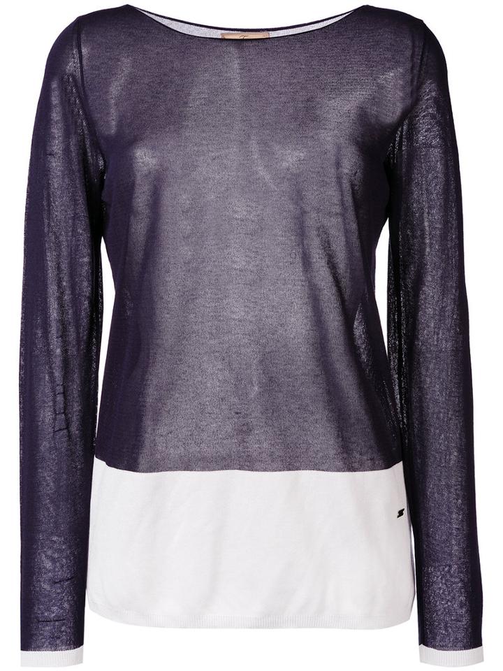 Fay - Colour Block Jumper - Women - Polyester/viscose - Xl, Blue, Polyester/viscose