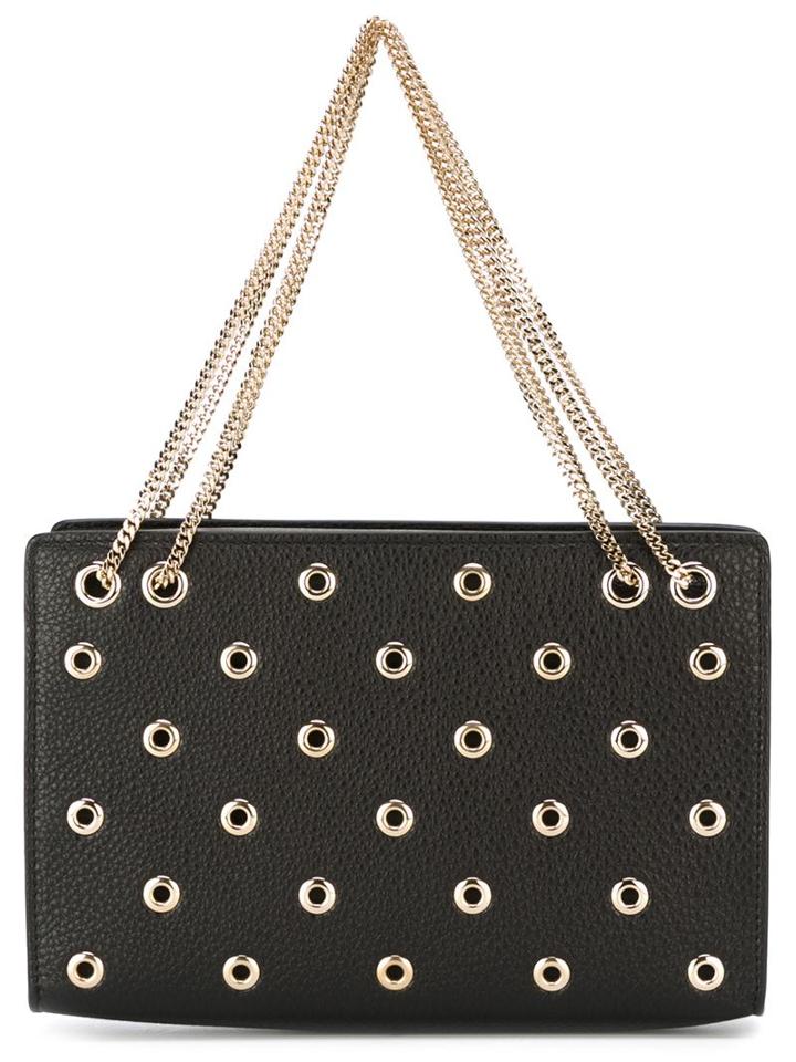 Red Valentino Eyelet Embellished Shoulder Bag, Women's, Black, Leather/metal Other