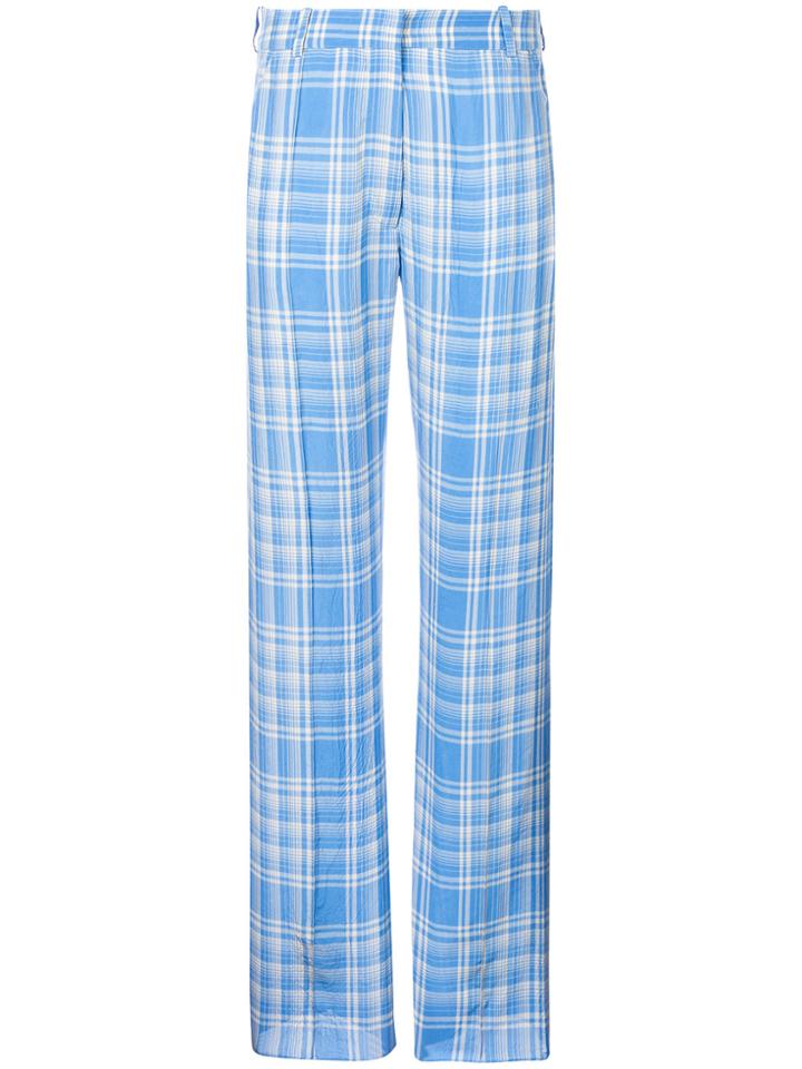 Victoria Beckham Plaid Straight Leg Trousers - Blue