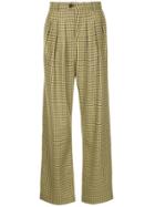 Strateas Carlucci Flared Check Trousers - Green