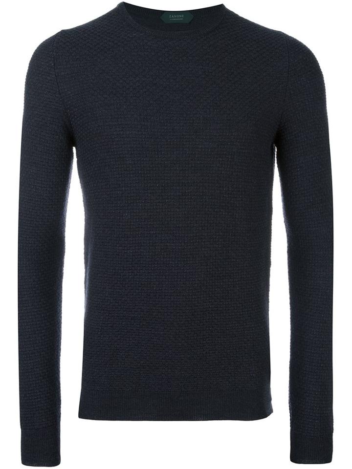 Zanone Crew Neck Sweater, Men's, Size: 48, Grey, Virgin Wool