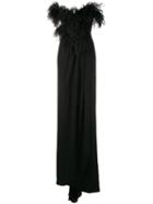 Djaba Diassamidze - Feather Embellished Gown - Women - Acetate/feather - 38, Women's, Black, Acetate/feather