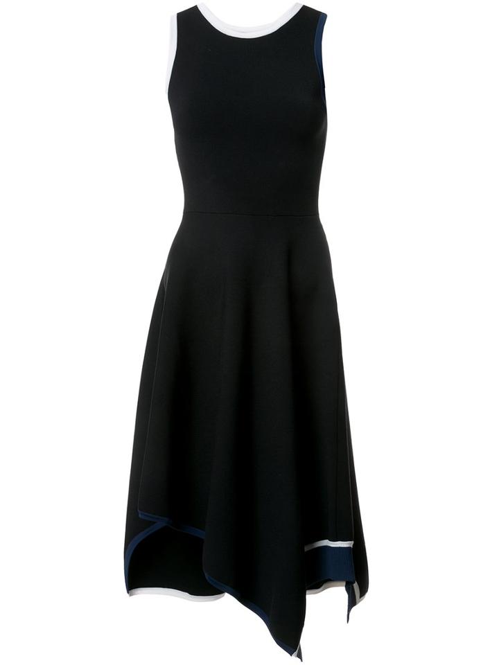 Derek Lam 10 Crosby - Asymmetrical Hem Dress With Contrast Binding - Women - Merino - M, Black, Merino