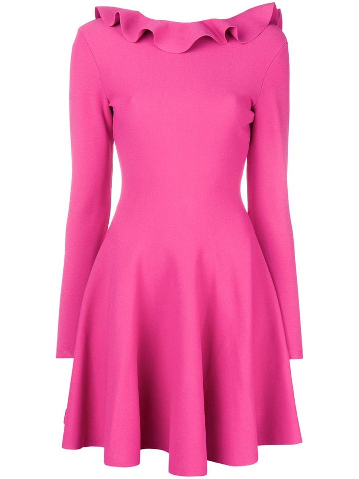 Valentino Ruffle Neck Short Dress - Pink