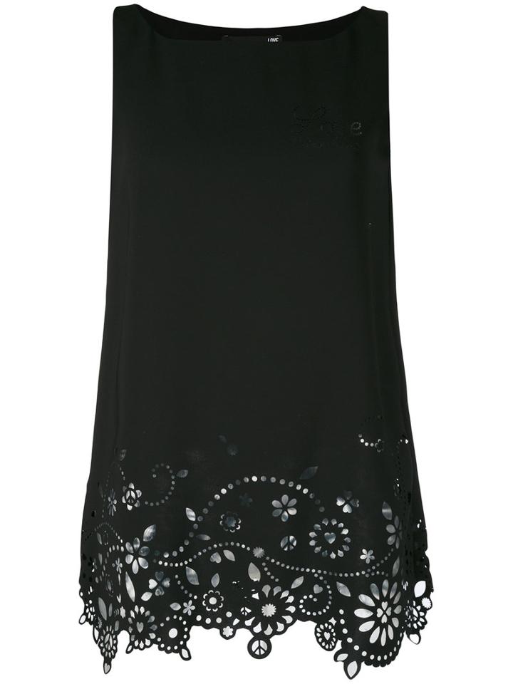 Love Moschino - Scalloped Hem Top - Women - Polyester - 42, Black, Polyester