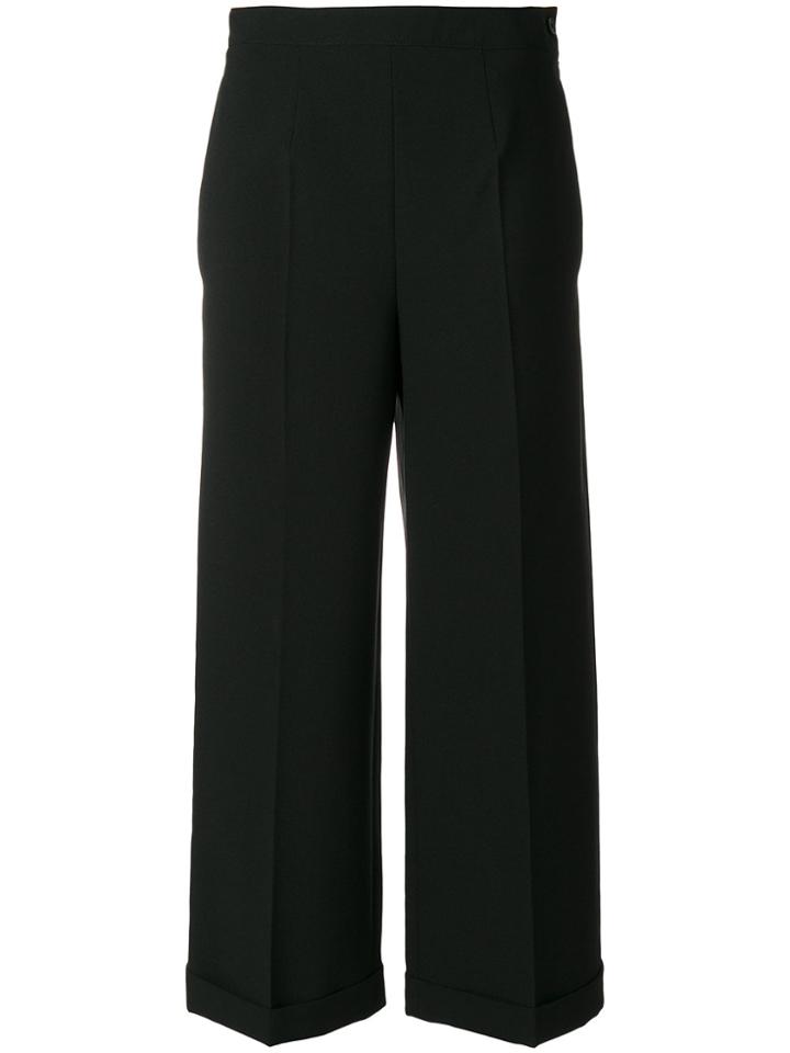 Mm6 Maison Margiela Cropped High-waisted Trousers - Black