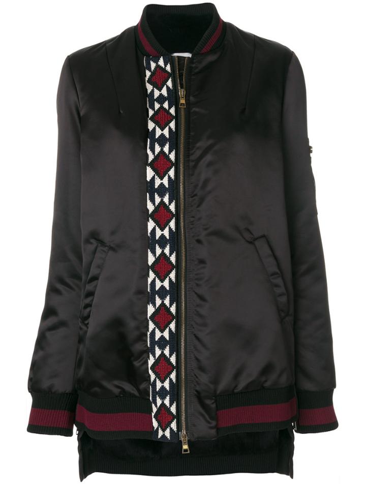 Bazar Deluxe Embroidered Detail Bomber Jacket - Black