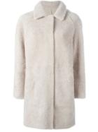 Sprung Frères Single Breasted Coat, Women's, Size: Large, Nude/neutrals, Sheep Skin/shearling