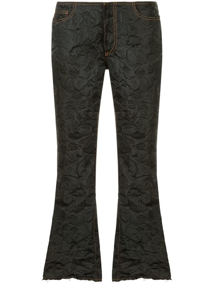 Marques'almeida Cropped Floral Embossed Trousers - Black
