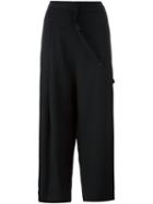Y's Loose-fit Regular Trousers, Women's, Size: 1, Black, Wool