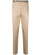 Neil Barrett Belted Straight Leg Trousers - Nude & Neutrals