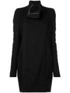 Rick Owens Double Breasted Band Collar Coat - Black