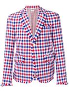 Thom Browne Frayed Gingham High-armhole Sport Coat - Red