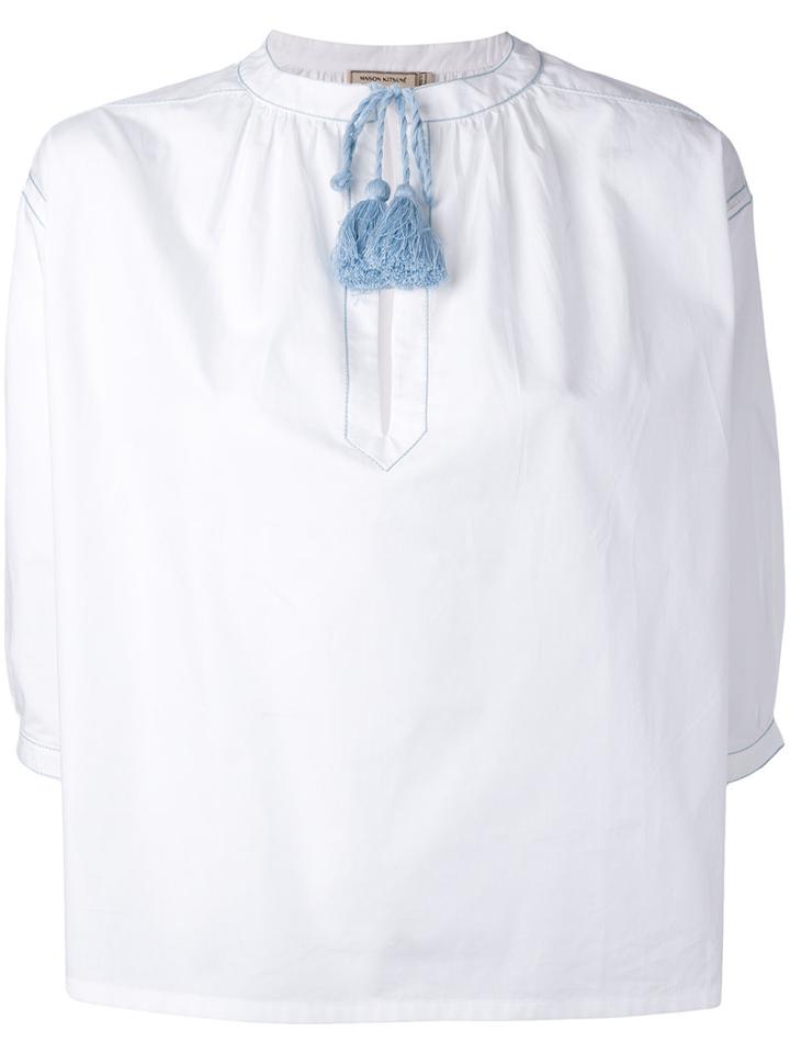 Maison Kitsuné - Tassel Detail Blouse - Women - Cotton - 36, White, Cotton