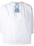 Maison Kitsuné - Tassel Detail Blouse - Women - Cotton - 36, White, Cotton