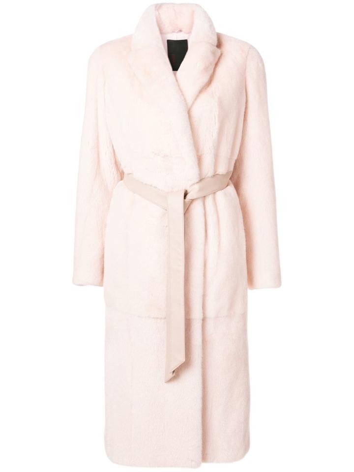 Liska Belted Mink Fur Coat - Pink & Purple