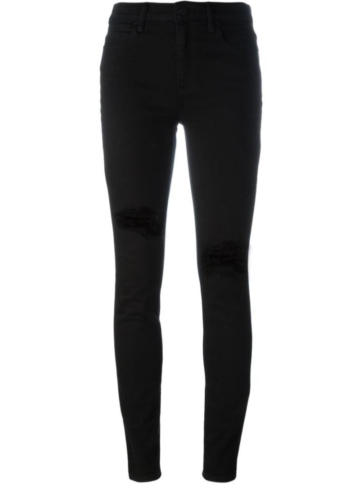 Alexander Wang Ripped Knee Skinny Jeans, Women's, Size: 30, Black, Cotton/spandex/elastane/polyester