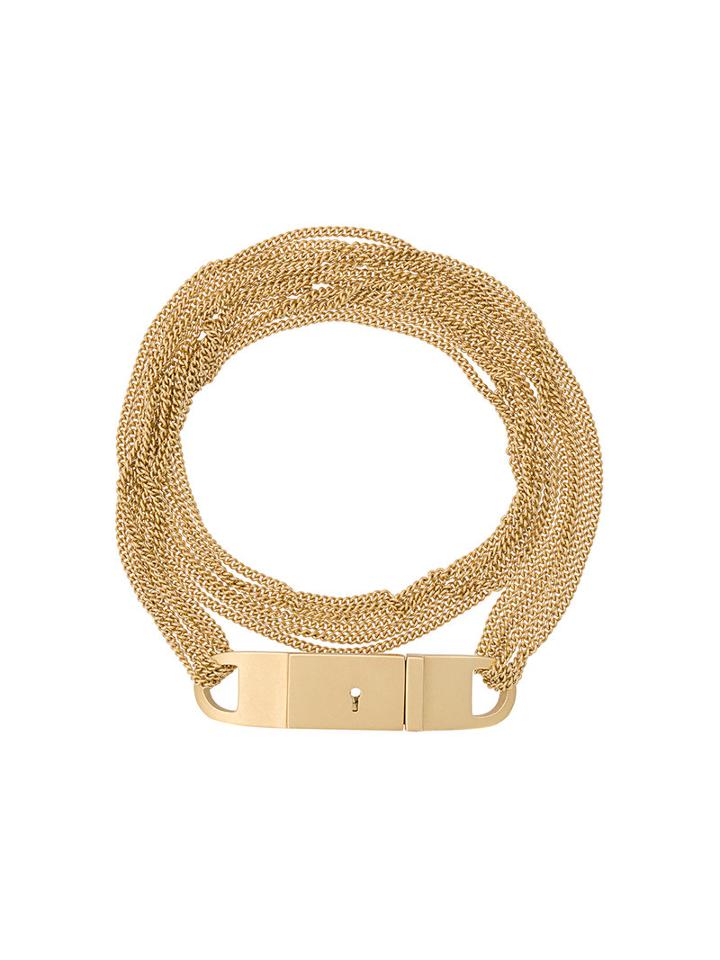 Luis Morais Multi Chain Lock Bracelet, Adult Unisex, Yellow/orange