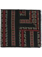 Valentino Tribal Knit Scarf, Men's, Black, Silk/wool