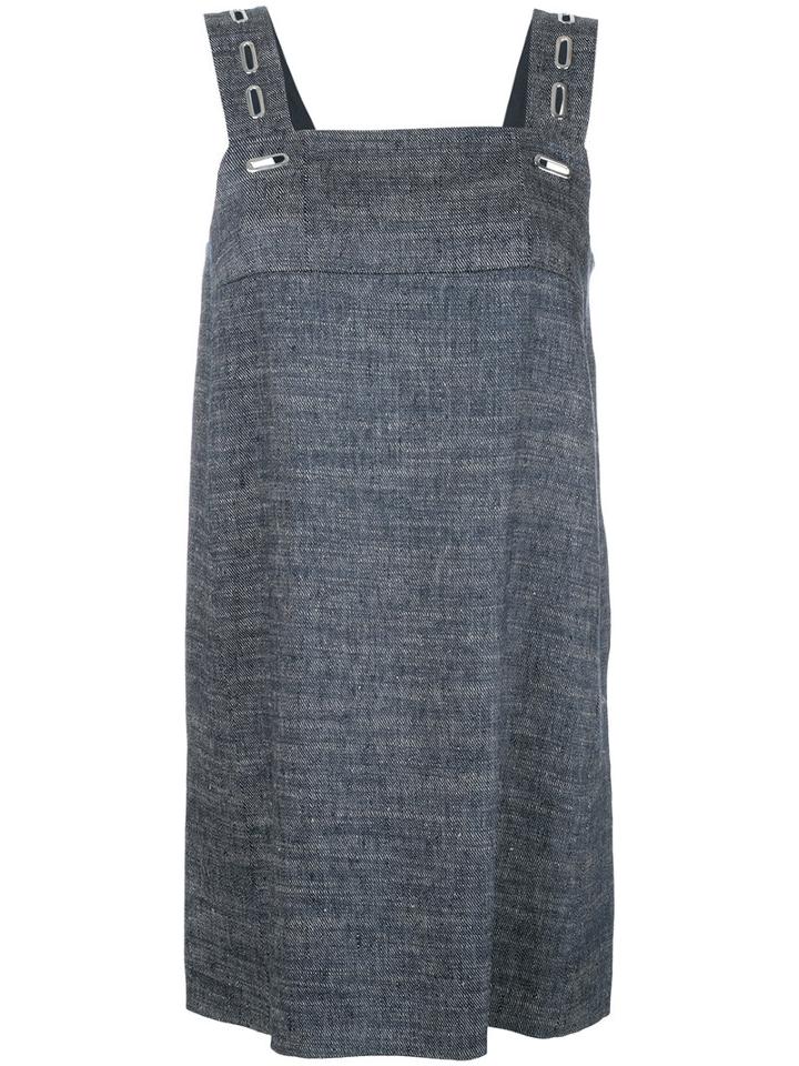 Dondup Square Neck Dress, Women's, Size: 44, Blue, Linen/flax/silk/cupro/spandex/elastane