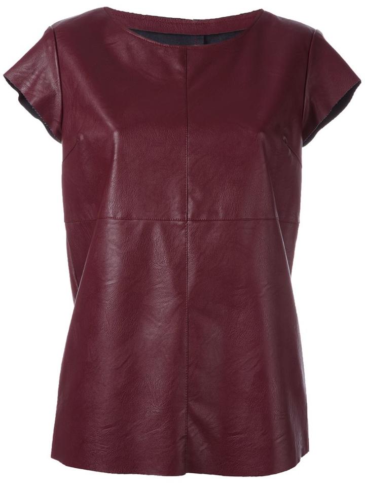 Mm6 Maison Margiela Leather Effect T-shirt, Women's, Size: 38, Pink/purple, Polyurethane/viscose