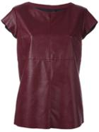 Mm6 Maison Margiela Leather Effect T-shirt, Women's, Size: 38, Pink/purple, Polyurethane/viscose