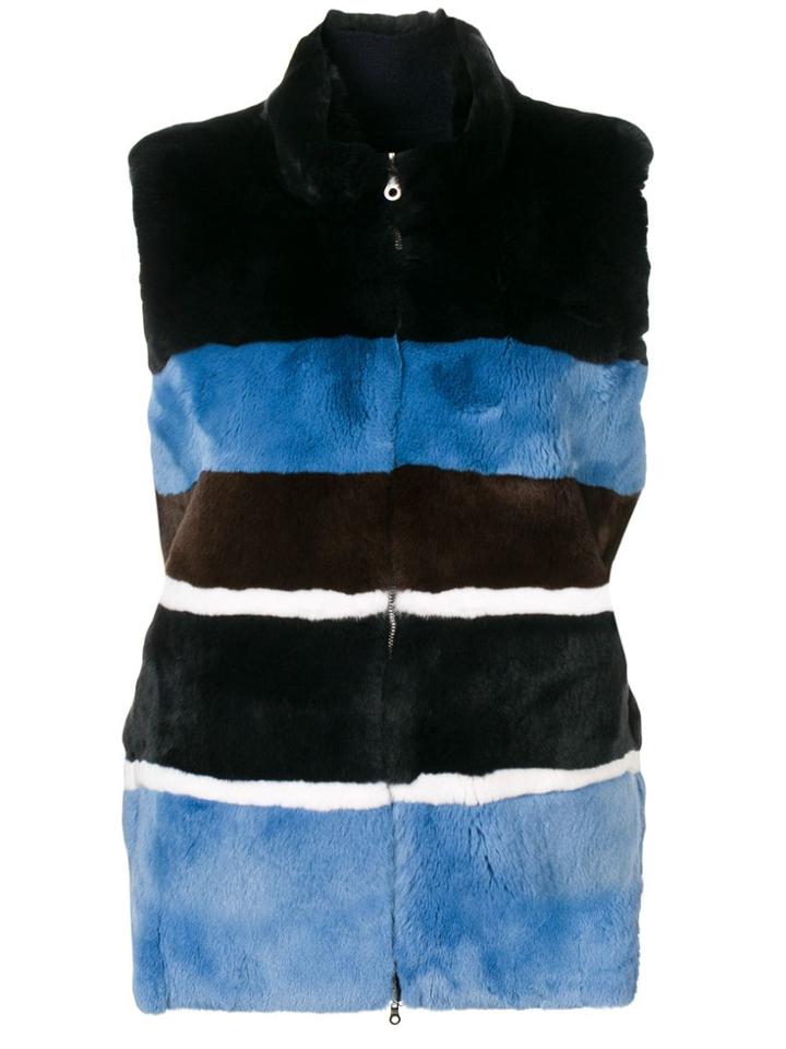 N.peal Reversible Striped Gilet - Black