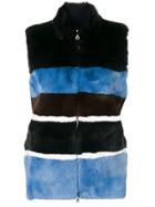 N.peal Reversible Striped Gilet - Black