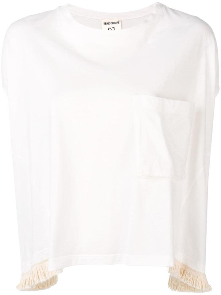 Semicouture Fringed Hem Sweatshirt - White