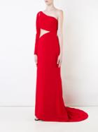 Romona Keveza - One Sleeve Column Gown - Women - Silk - 4, Red, Silk