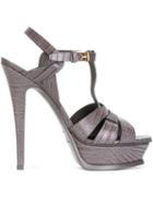 Saint Laurent Tribute Sandals, Women's, Size: 38, Grey, Leather