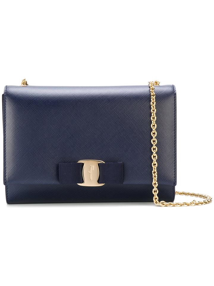 Salvatore Ferragamo - Vara Flap Bag - Women - Calf Leather - One Size, Blue, Calf Leather