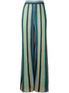 M Missoni Striped Wide-leg Trousers - Blue