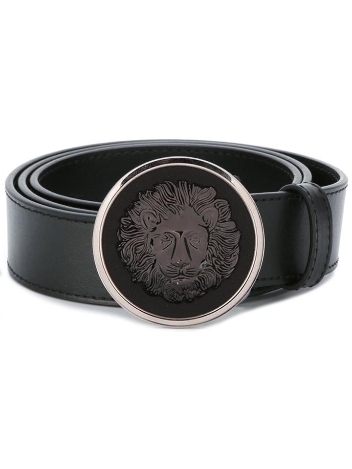 Versus Lion Buckle Belt, Men's, Size: 105, Black, Calf Leather