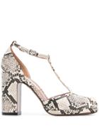 L'autre Chose Snakeskin Print Sandals - White