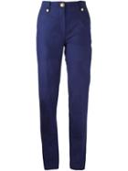 Kenzo 'dots & Logo' Trousers, Women's, Size: 40, Blue, Cotton/polyethylene/spandex/elastane