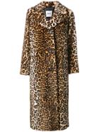 Stand Oversized Leopard Print Coat - Nude & Neutrals