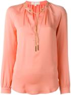 Michael Michael Kors Chain Detail Blouse, Women's, Size: Small, Pink/purple, Silk