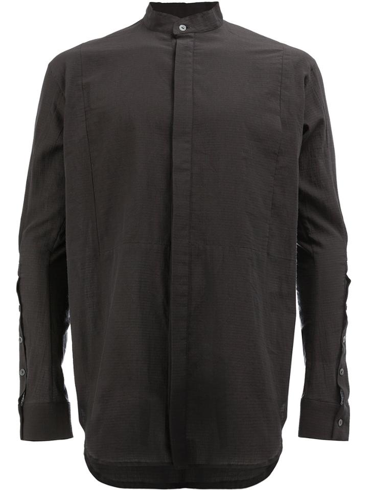 Masnada Concealed Front Shirt - Black