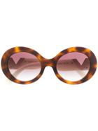 Valentino Eyewear V Logo Round Sunglasses - Brown