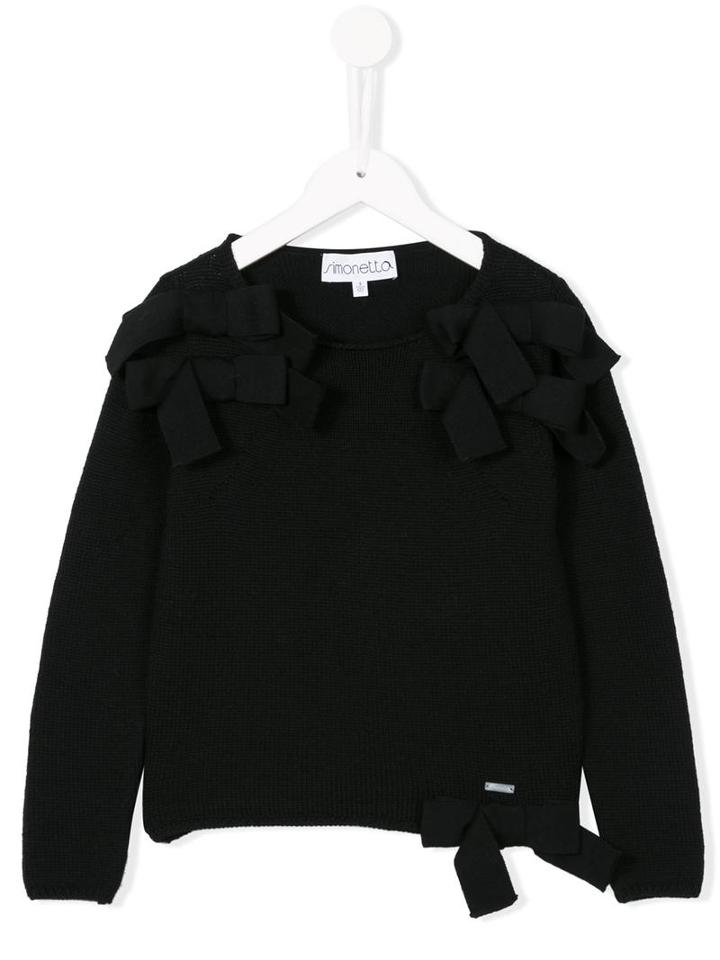 Simonetta Bow Embellished Jumper, Girl's, Size: 10 Yrs, Black