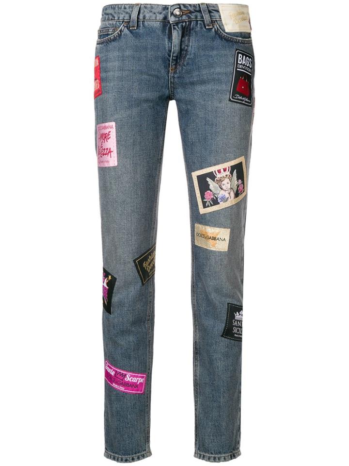 Dolce & Gabbana Patched Slim Jeans - Blue