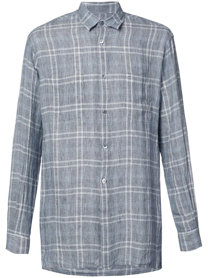 Très Bien - Delave Tall Checked Shirt - Men - Cotton - 50, Grey, Cotton