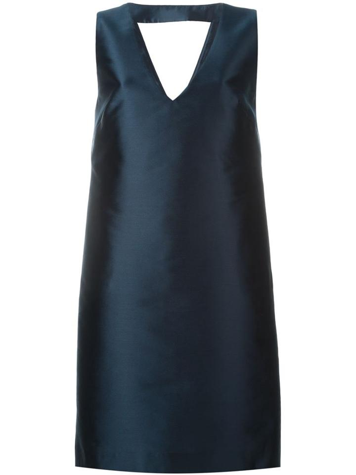 P.a.r.o.s.h. V-neck Shift Dress, Women's, Size: Small, Blue, Polyester/silk