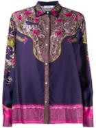Versace Collection Silk Floral Print Shirt - Blue