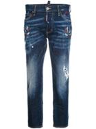 Dsquared2 Embroidered Boyfriend Jeans - Blue