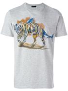 Etro Tiger Print T-shirt, Men's, Size: Large, Grey, Cotton