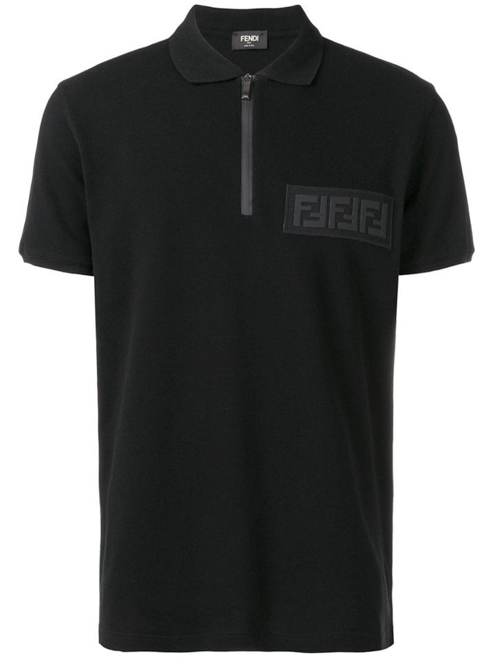 Fendi Zip Fastening Polo Shirt - Black
